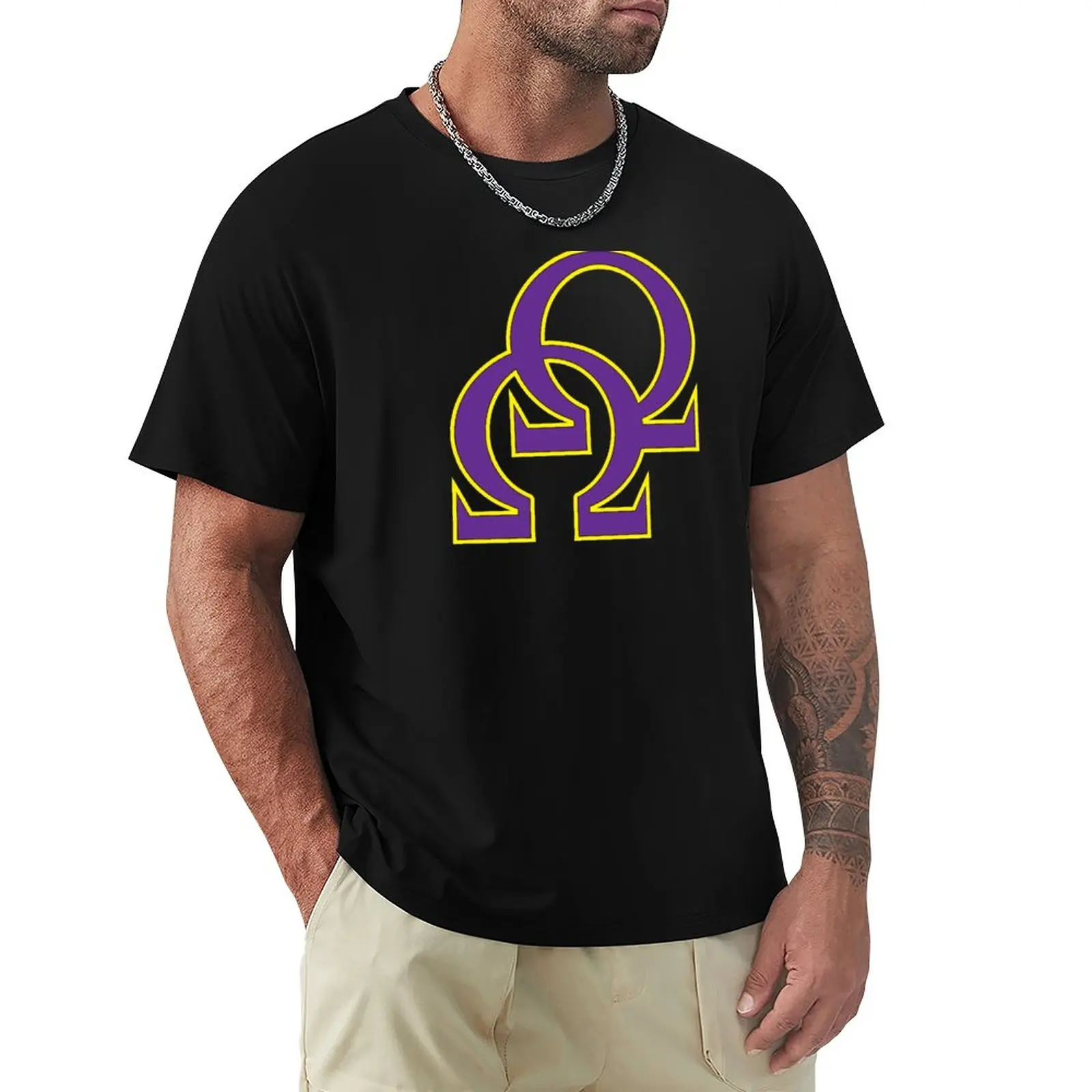 Que Double Omega Purple Gold Psi Phi T-Shirt Per Un Ragazzo Taglie Forti Magliette Vintage Da Uomo Vintage