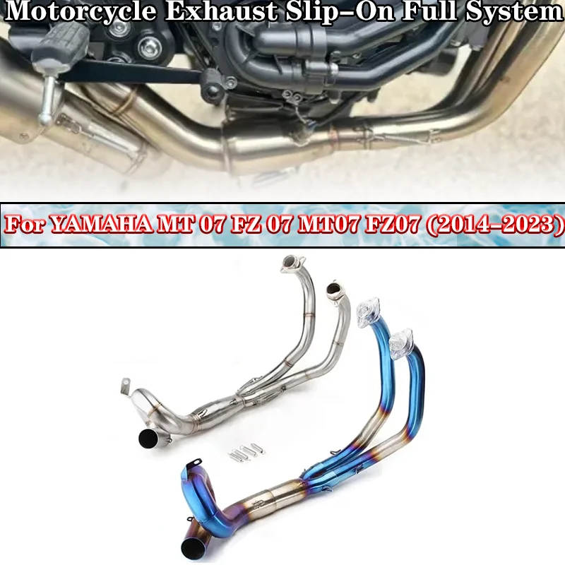 Per Yamaha Yzf Mt07 Fz07 Fz-07 Mt-07 Fz Mt 07 Silenziatore Xsr700 Scarico Moto Slip-On Sistema Completo Tubo Anteriore 2014 - 2023