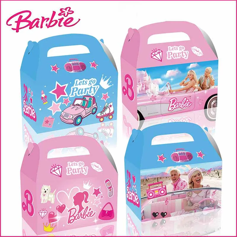 Miniso Barbie Paper Box Party Candy Snack Tote Paper Croissant Box Gift Bag Storage Decoration Box Christmas Paper Bag