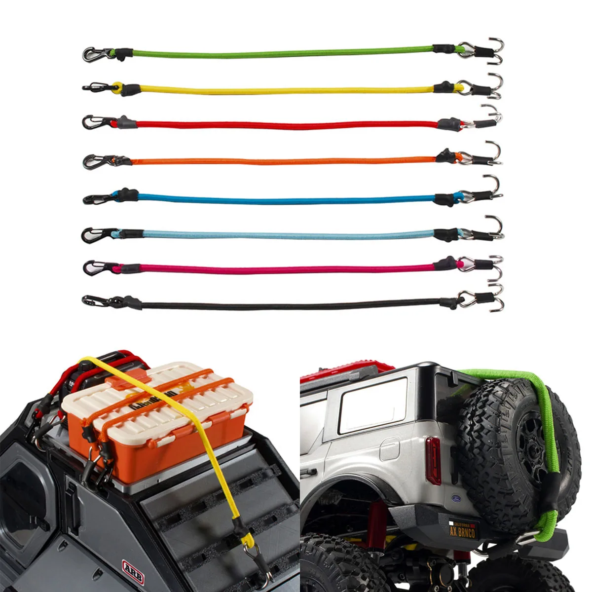 270Mm 1/18 Rc Crawler Kinetic Winch Strap Corda Di Salvataggio Con Ganci Per Trx4M Bronco High Trail Scx24 Power Wagon Fcx24 Enduro24
