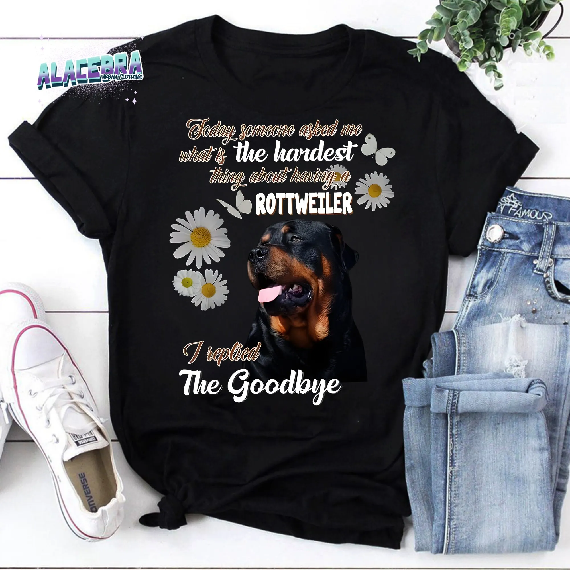Rottweiler Lover Oggi Mi Hanno Richiesto Daisy Flowers Maglietta Vintage Love For