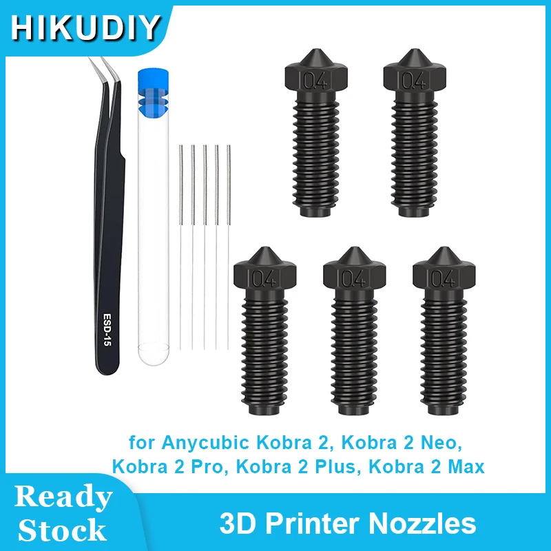 Hikudiy 5 Pz 0.4Mm Ugelli In Acciaio Temprato Vulcano Per Anycubic Kobra 2, Kobra 2 Neo, Kobra 2 Pro, Kobra 2 Plus, Kobra 2 Max