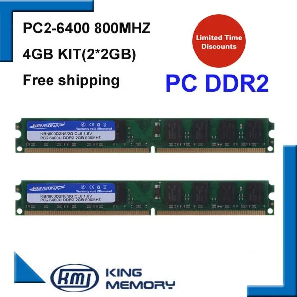 Kembona 4Gb 2X2Gb Pc2-5300 Ddr2 800Mhz 4G 240Pin Ddr2 Memoria Desktop Modulo Desktop Ram Spedizione Gratuita