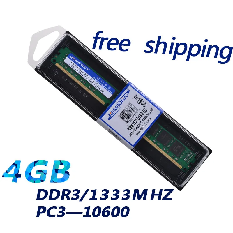 Kembona Chipset Originale Memoria Ram Ddr3 Ram Desktop Ddr3 4Gb 1333Mhz Pc3-10600 A Lungo Dimm Spedizione Gratuita