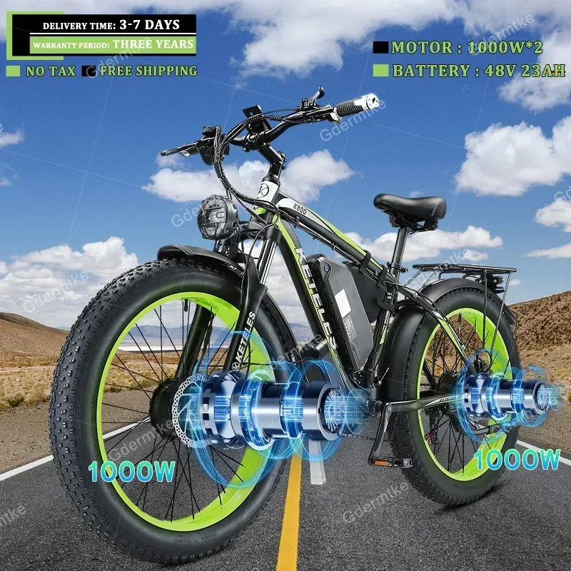 K800-Electric Bici 2000W Doppio Motore 48 V23Ah Batteria Al Litio Mountain Bicicletta Elettrica Fuoristrada 26*4.0 Pollici Fat Tire Snow E Bike