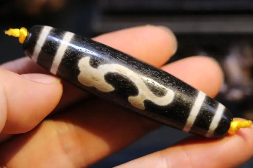 Magic Power Tibetan Old Agate Black White Line Ruyi Come Desideri Un Lungo Amuleto Di Perline Dzi Da Timestown