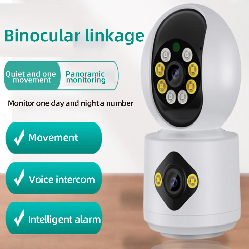 Telecamera Binoculare Hd Night Vision Home Indoor Smart Camera Panorama Camera Network Wireless Monitor Con Conversazione Vocale