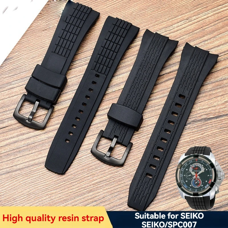 Cinturino Per Orologio Da Uomo Nero Impermeabile In Gomma Di Alta Qualità Da 26Mm Per Seiko Velatura/Srh 006 013 Spc007J1 Snae17