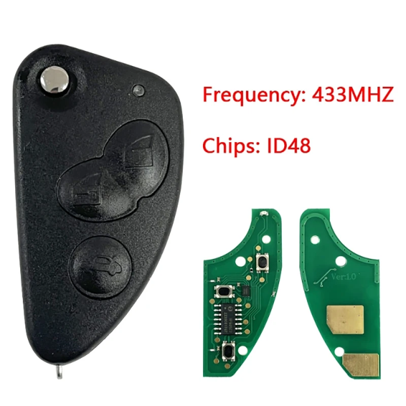 Cn092007 Telecomando Sostitutivo Per Alfa Romeo 147 156 166 G Flip Car Key Fob 3 Pulsanti 433Mhz Id48 Chip