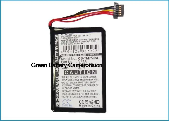 Greenbattery Cameronsino 1100Mah Gps, Navigatore Per Tomtom Go 750,4 Cp0.002.06, Go 740 Live,Vf1A, Muslimate, Muslimate