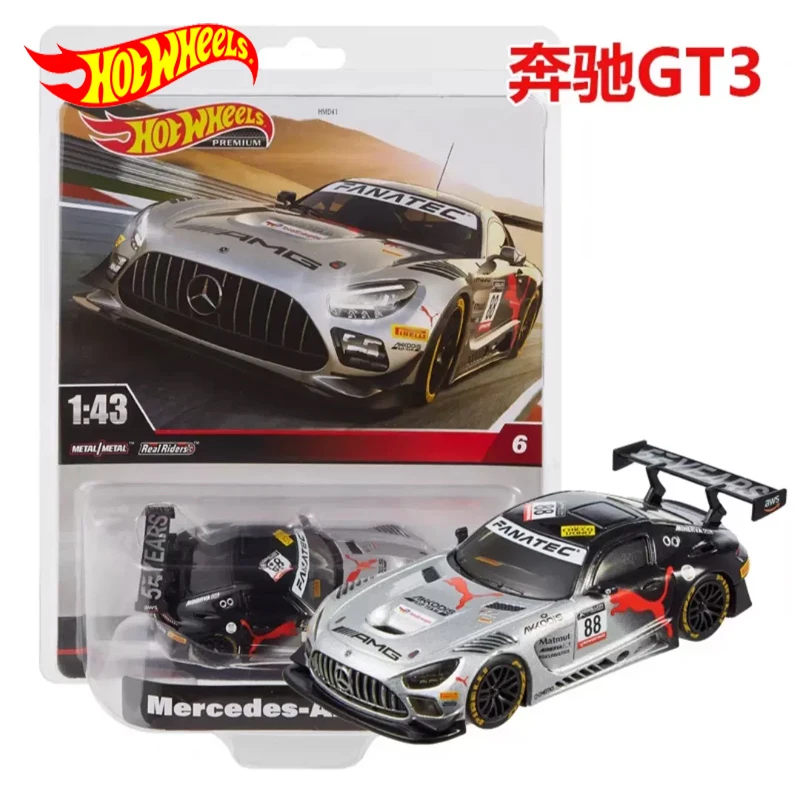 Original Hot Wheels Premium Car Mercedes-Amg Gt3 1/43 Diecast Toys For Boys Lega Veicolo Modello Collezione Regalo Di Compleanno Hmd41