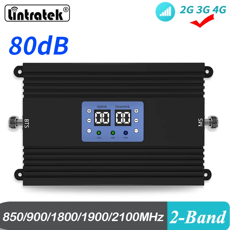 Lintratek 80Db Amplificatore Cellulare Cdma 850 Gsm 900 Dcs 1800 1900 2100Mhz Ripetitore Di Segnale Per Cellulari 2G 3G 4G Ripetitore Dual Band