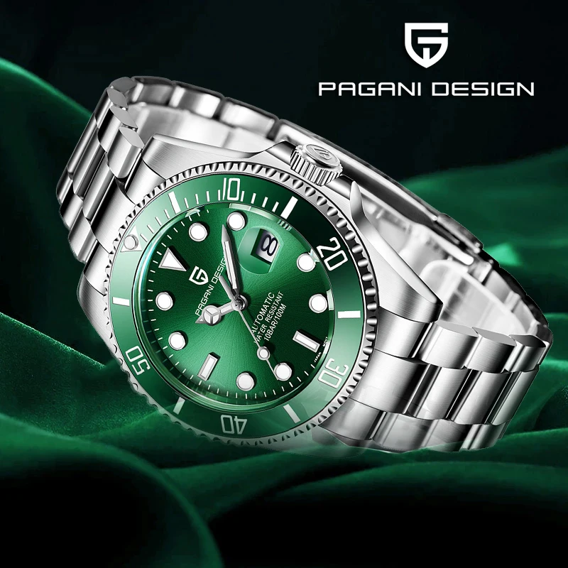 Orologi Da Uomo Pagani Design Tourbillon Skeleton Orologio Meccanico Nh35 Sport Business Sottomarino Orologio Da Polso Quadrante Verde Acqua 1639