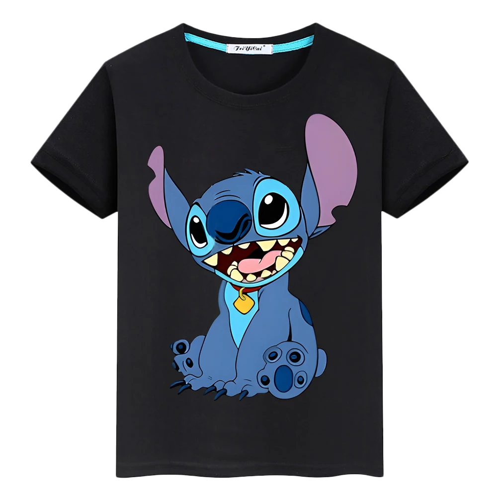 Maglietta Per Bambini Ragazzo 10 Anni Stampa Stitch Disney 100% Cotone Corto Anime Top Disney Stitch Kawaii Pride Tshirt Y2K Vestiti Per Ragazze