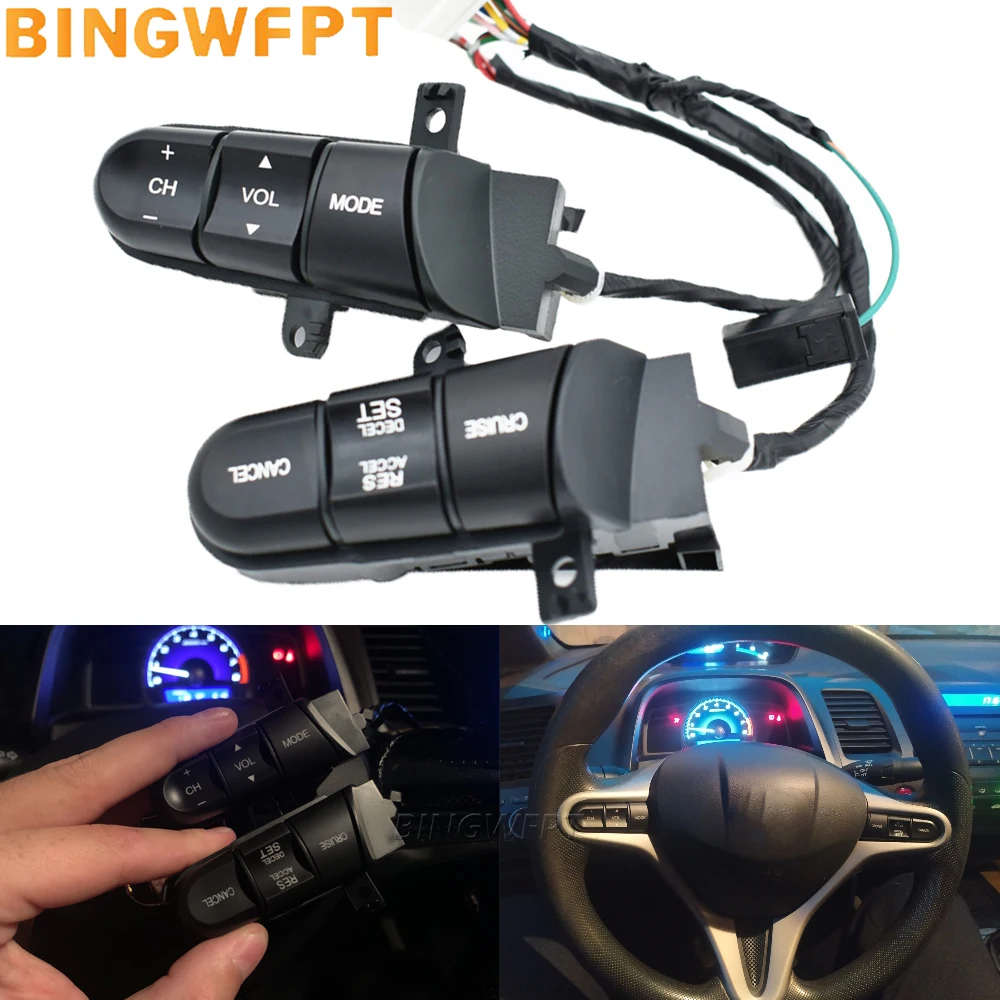 Interruttore A Pulsante Multifunzione Del Volante Muslimper Honda Civic 2006 2007 2008 2009 2010 2011