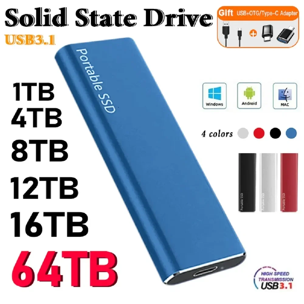 Originale Portatile Esterno Hard Drive1Tb 2Tb Mobile Solid State Drive Usb 3.1 Hard Disk Esterno Ssd Per Notebook Laptop Mac