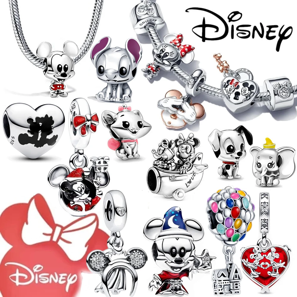 Mini Disney Stitch Charms Mickey Mouse Winnie Beads Fit Pandora Bracciale Originale In Argento Per Le Donne Charms Creazione Di Gioielli Regali