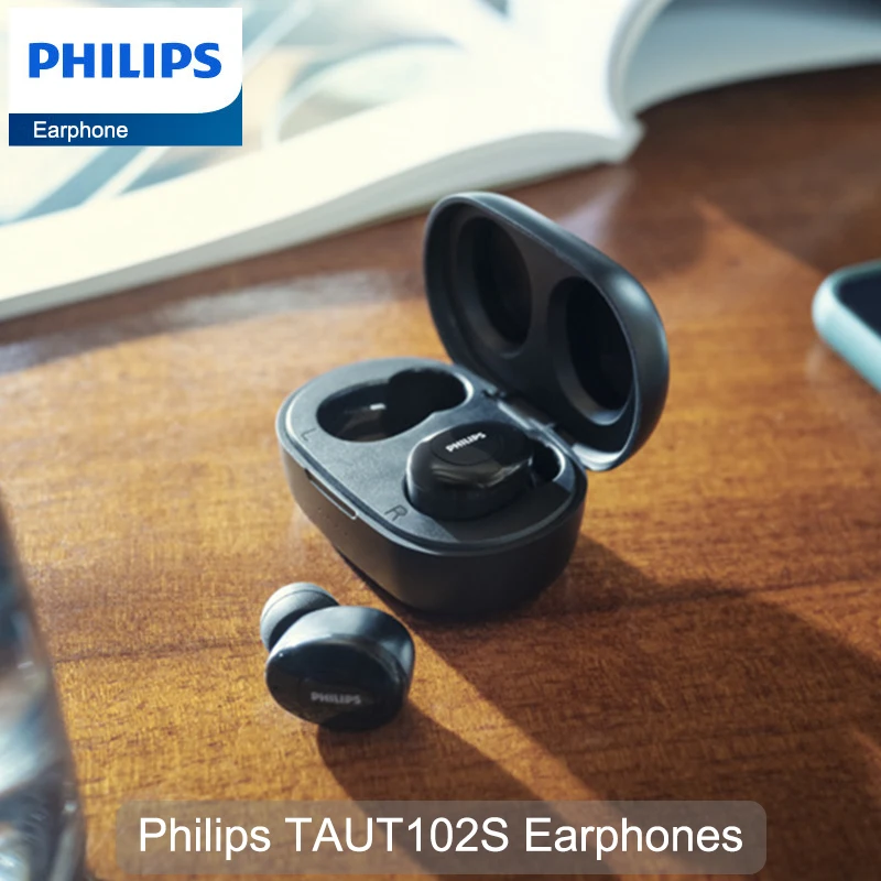 Philips Taut102S Auricolare Wireless Bluetooth 5.1 Cuffie Hifi Stereo Music Headset Echo Noise Reduction Auricolari Standby Lungo