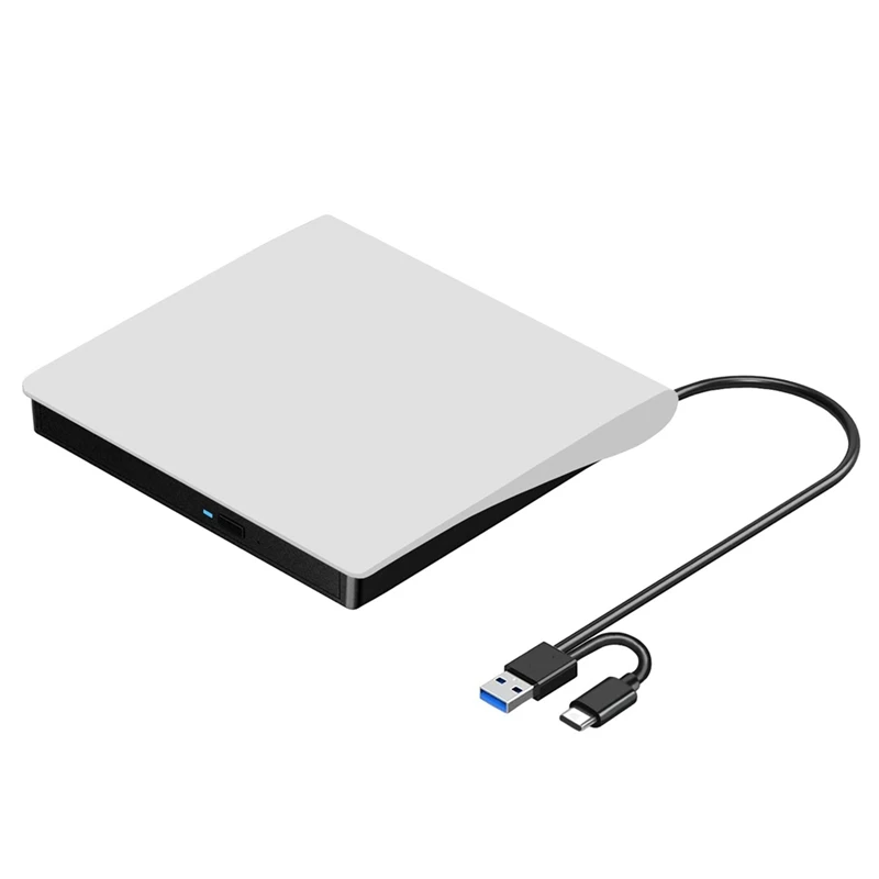 Cd Esterno Dvd +/-Rw Drive, Usb 3.0 E Usb-C Portatile Cd E Dvd Rom Burner Player Rewriter Disc Drive