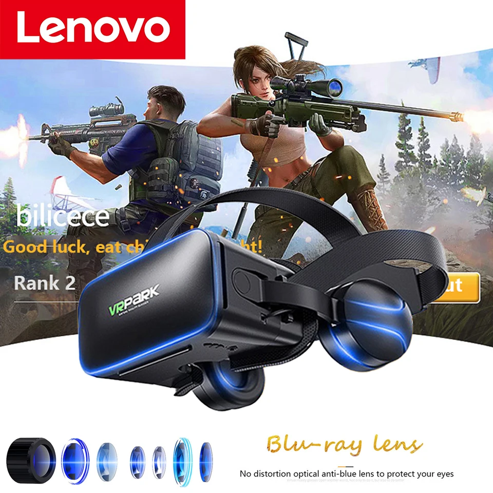 Lenovo J2 Occhiali Vr Originali Realtà Virtuale 3D Box Cuffie Tutto In Un Gioco 3D Movie Vr Occhiali Smart Headset Per Android Ios