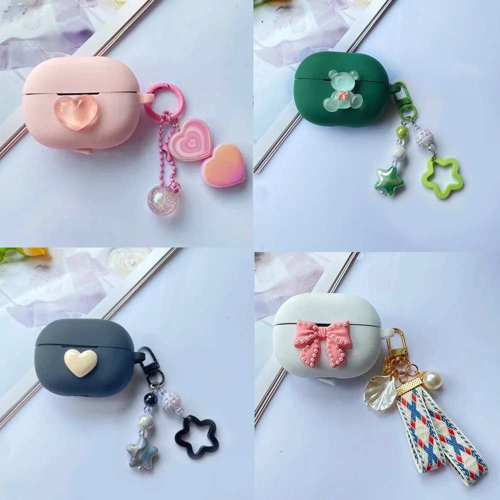 Per Jabra Elite 4 Active / Elite 3 Custodia Per Auricolari In Silicone Cartoon /Flower Con Guscio Portachiavi Per Cover Jabra Elite 4