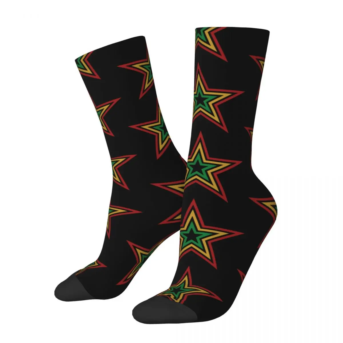 Happy Calzini Da Uomo Reggae Harmony Geometric Rasta Stars Vintage Rasta Street Style Seamless Crew Sock Gift Pattern Stampato