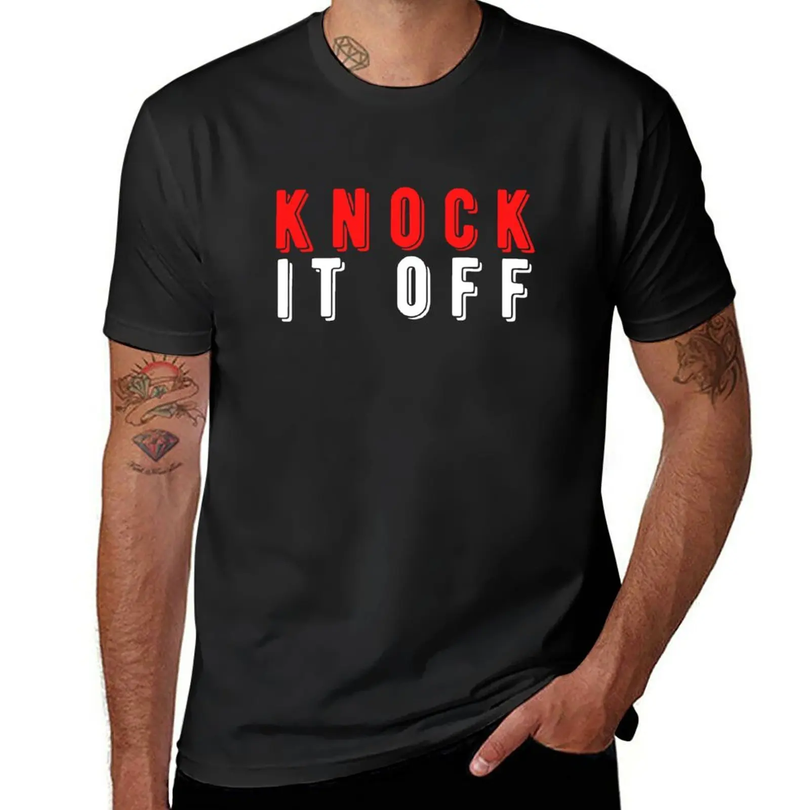 Knock It Off T-Shirt New Edition Funnys Plain White T-Shirt Uomo