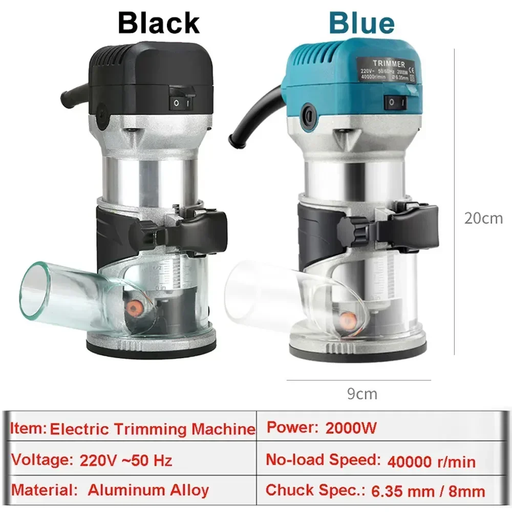 220V 2000W Electric Trimmer Router Wood Hand Trimmer Wood Edge Router 40000Rpm Utensili Elettrici Fresatrice Per La Lavorazione Del Legno