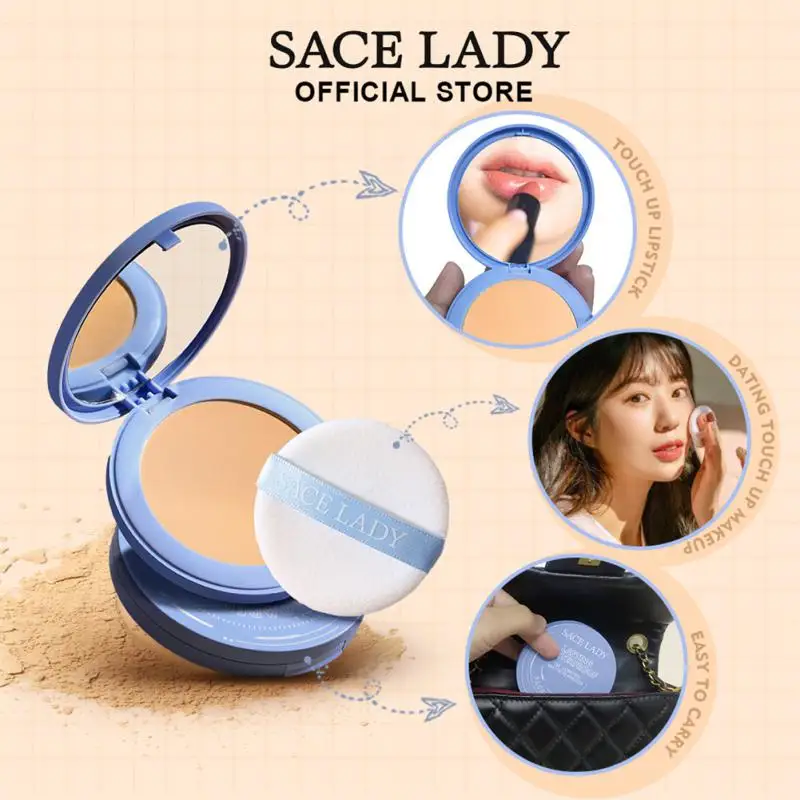 Sace Lady Silk Soft Mist Press Powder Long-Lasting Waterproof Natural Loose Powder Smooth Texture Oil Control Face Makeup Pan