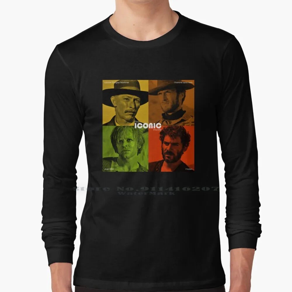 Film Iconic Movie - Et Pour Quelques Dollars De Plus-Maglietta A Maniche Lunghe Color Quadra Cotton Et Pour Quelques Dollars De Plus
