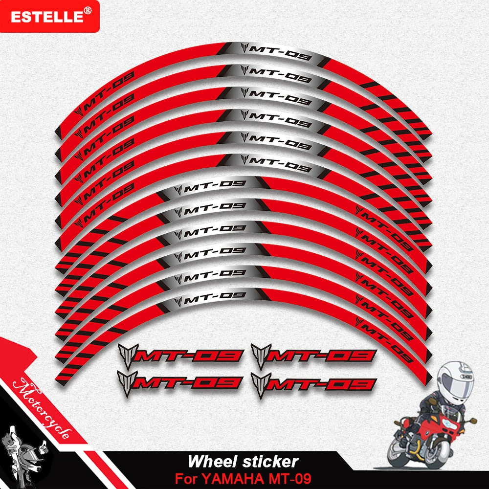 Per Yamaha Mt-09 Mt09 Mt 09 Moto Decalcomanie Riflettenti Ruote Moto Rim Stickers Decorazione Styling Protection Rim Sticker