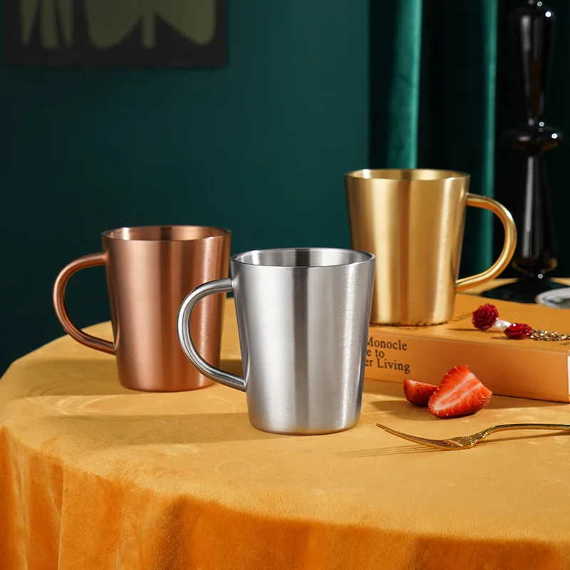 Tazza D'Acqua In Acciaio Inossidabile 304 Nuova Tazza Tazza Da Caffè Per Ufficio Con Manico Tazza Antigoccia Tazza Per Bevande Fredde Tazza Per Latte 