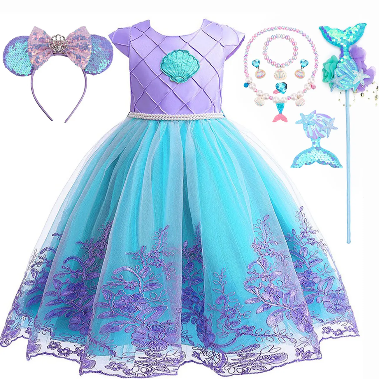 Disfraz Hallopween Para Mujer Ebay Kids Dress Children'S Mermaid Princess Bowknot Lace Stitching Design Girls Vestidos Costumes