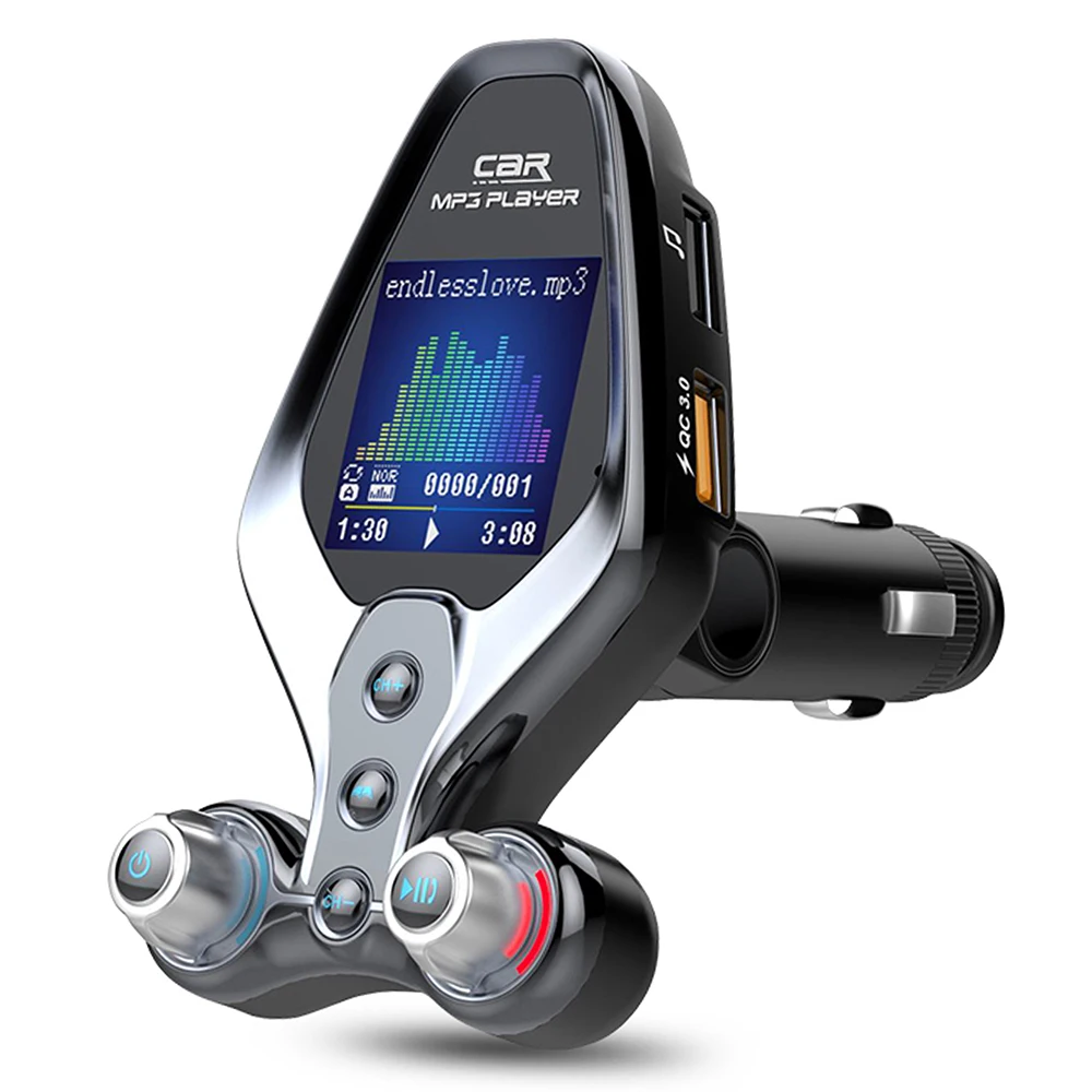 Trasmettitore Modulatore Fm Bluetooth 5.0 Radio Fm Qc3.0 Caricatore Per Auto Usb Kit Vivavoce Per Auto Trasmettitore Fm Audio Aux Wireless