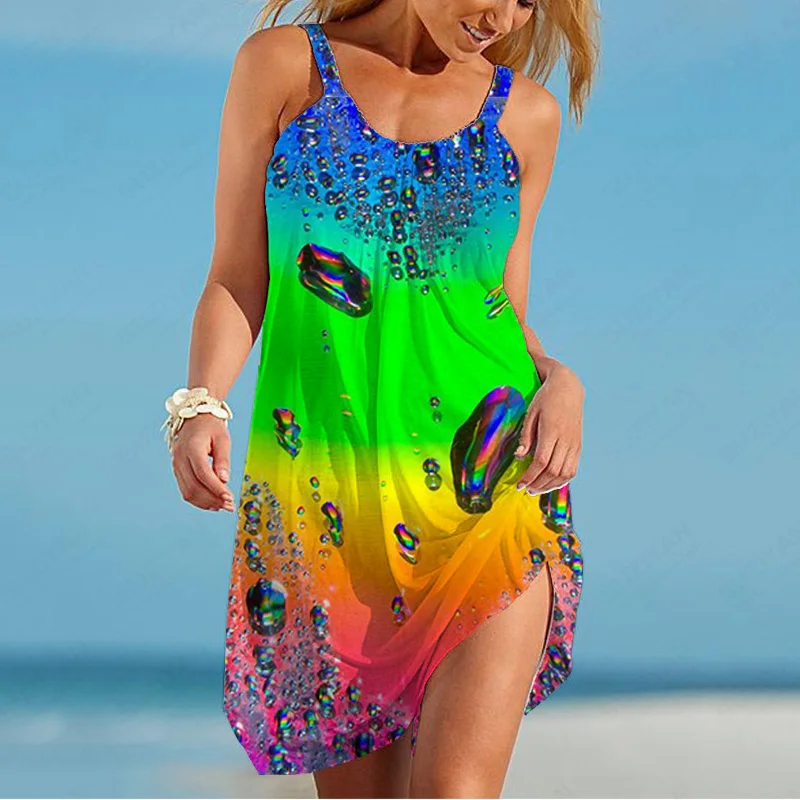 Summer Outdoor Fashion Leisure Slim Dress Street Women'S New Hawaiian Sexy Dress 3D Stitching Printed Graphic Mini Dress