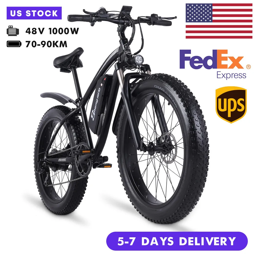 Shengmilo Mx02S Bici Elettrica 48V 1000W 4.0 Fat Tire Ebike 26 Pollici Snow Bike 17Ah Adult Mountain 40 Km/H Cruiser Bicicletta Elettrica