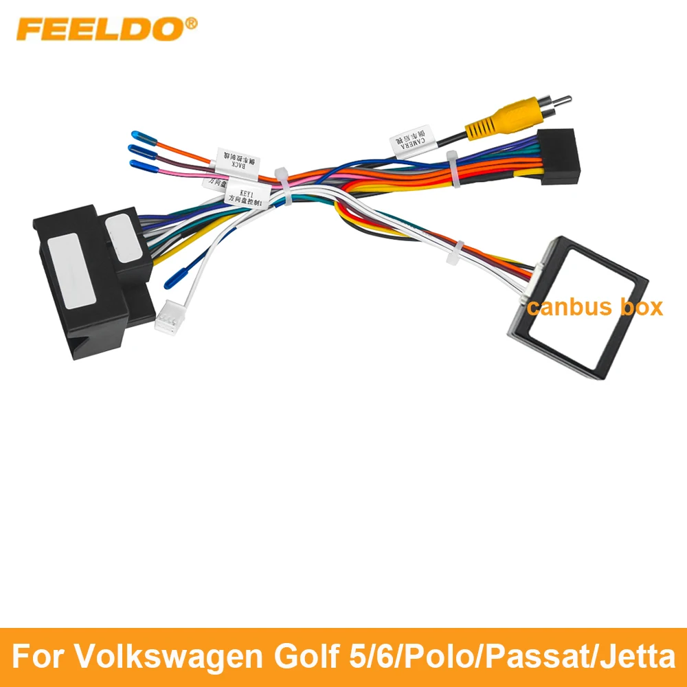 Feeldo 16-Pin Android Car Media Player Navi Radio Cablaggio Per Volkswagen Golf 5/6/Polo/Passat/Tiguan/Touran