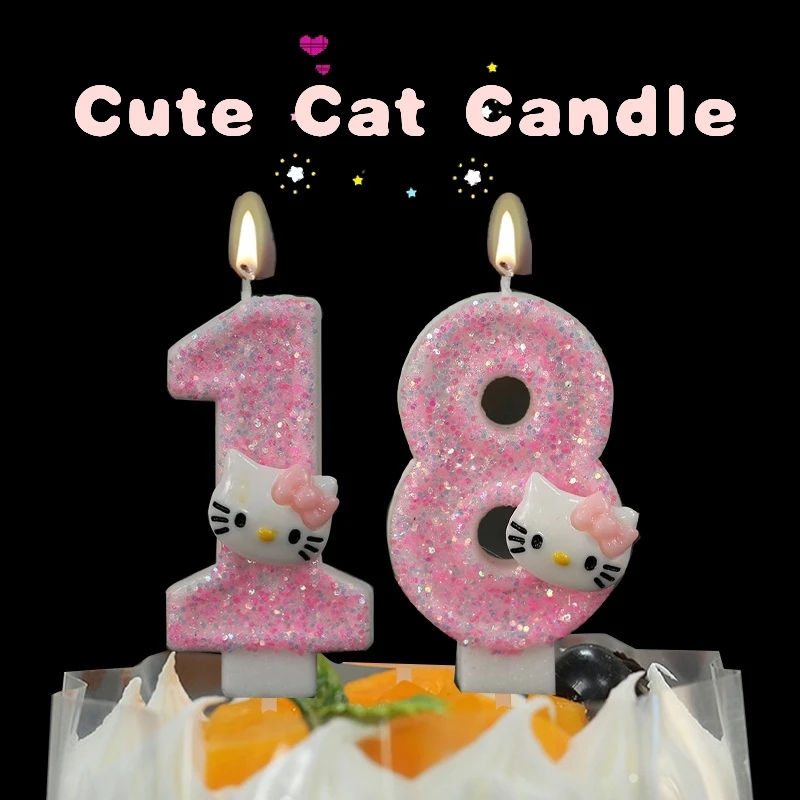 Cute Cat Candle Birthday Cake Decorativo Bougie Creative Cartoon Girls Kitty Cat Celebration Party Supplies All'Ingrosso