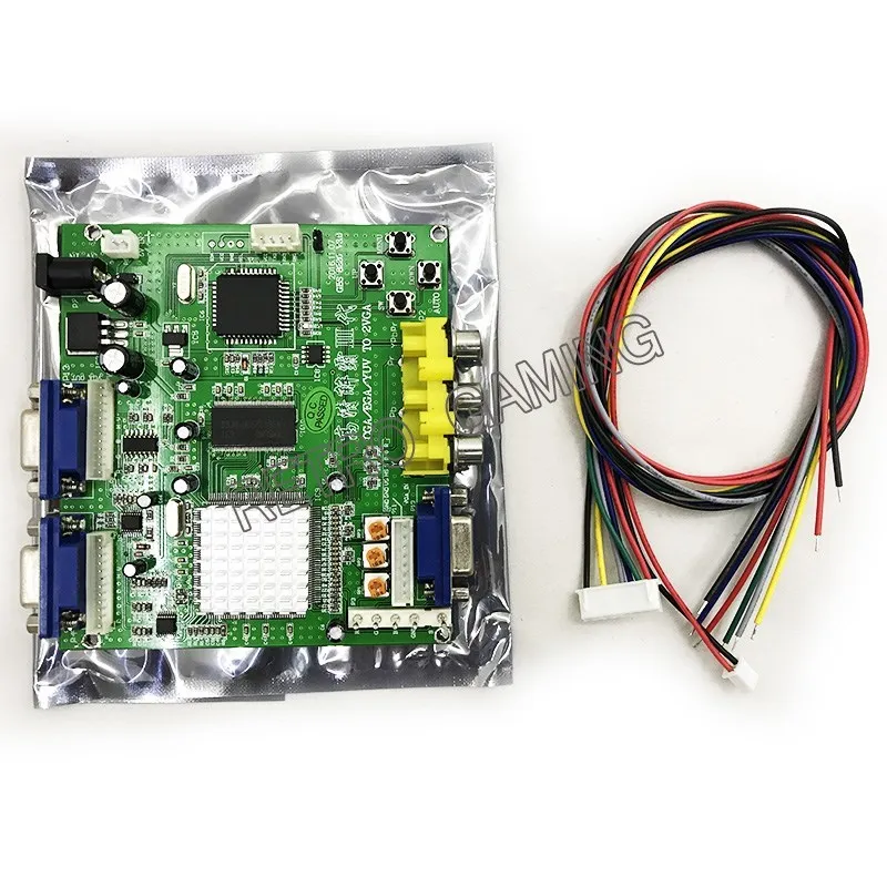 Nuovo Arrivo Cga A Vga Converter Cga Ega Yuv A Vga Pcb 2 Vga Output Accessori Parti Dell'Armadio Per Arcade Lcd Game Machine