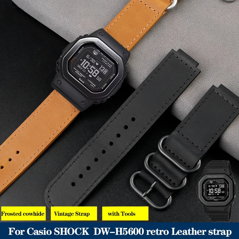 Cinturino In Vera Pelle Per Casio Dw-H5600 Dwh5600 Modificato Retro Vintage Pelle Bovina Orologio Catena Braccialetto Accessori Per Cinturini