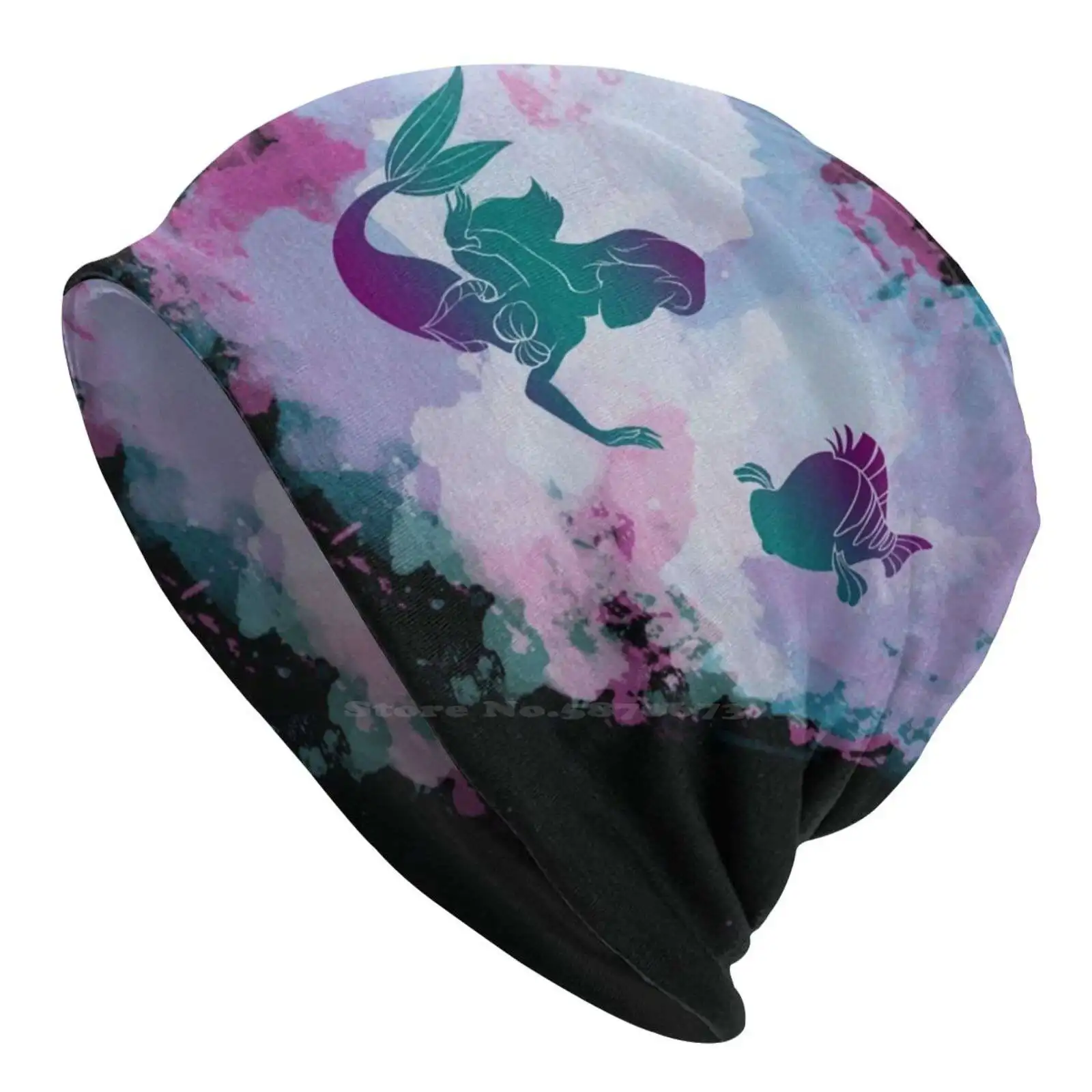 Best Friends Cappello Lavorato A Maglia Berretto Caldo Berretti Da Esterno La Sirenetta Ariel Flounder Principesse Sirene Fantasia Viola Blu