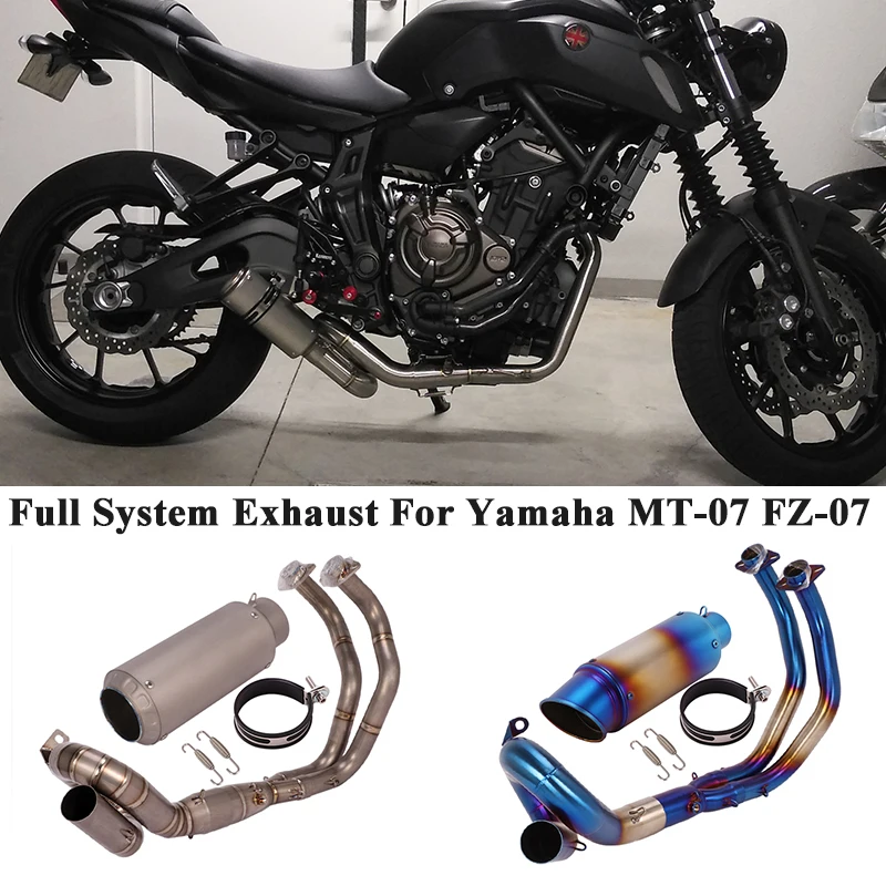 Titanium Alloy Slip On For Yamaha Mt-07 Fz-07 Mt07 Motorcycle Full Exhaust Escape Modified Front Middle Link Pipe Muffler Carbon
