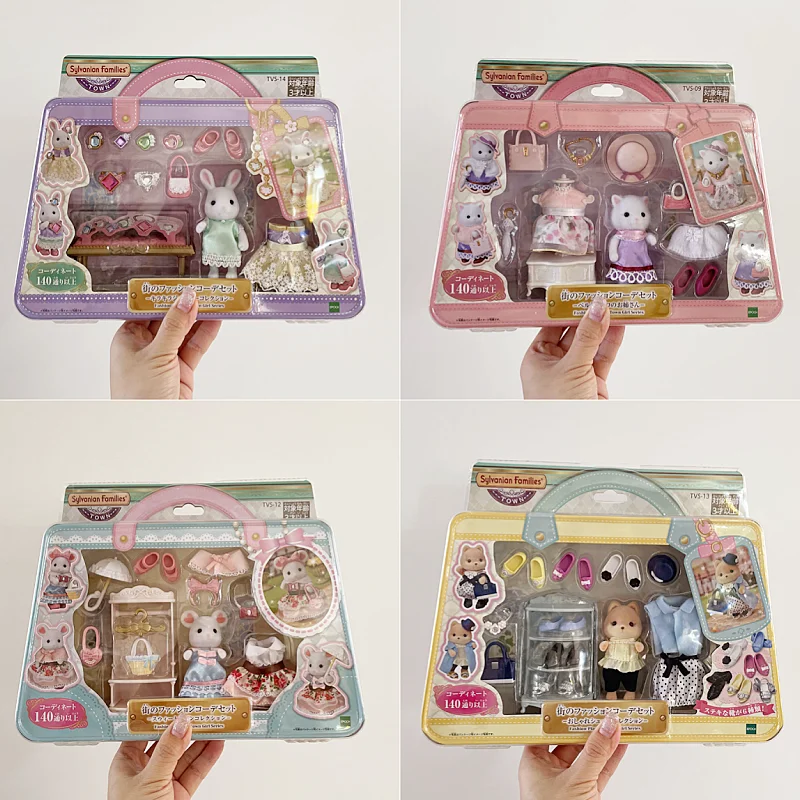 Anime Sylvanian Family Girl Figures Toy Chocolate Rabbit Wedding Set Jewel Set Figurine Pvc Room Decoration Gift For Kids Toys