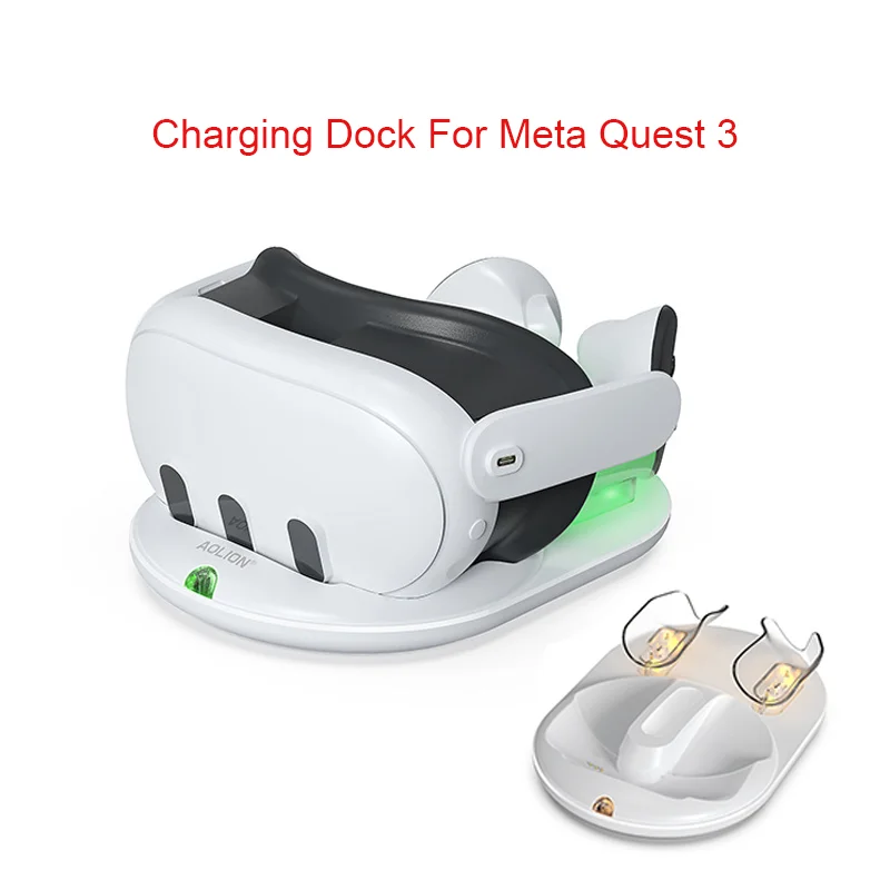 Aolion Dock Di Ricarica Per Oculus Quest 3 Vr Headset Controller Stazione Di Ricarica Dock Storage Charger Per Accessori Meta Quest 3