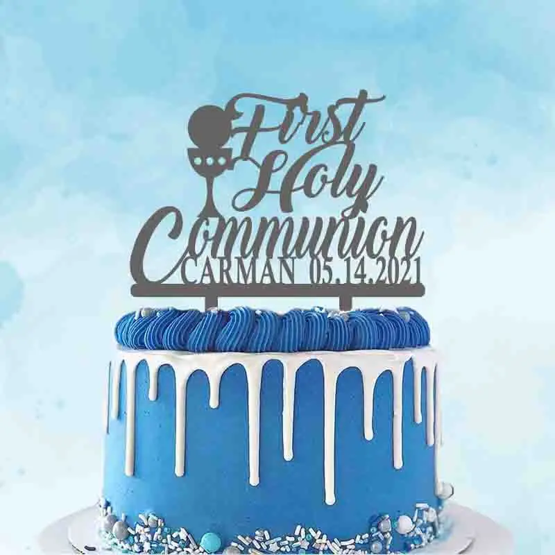 Cake Topper Personalizzato Per La Prima Comunione Nome Personalizzato Data Prima Comunione Per Bambini Comunione Decorazione Per Torte Topper