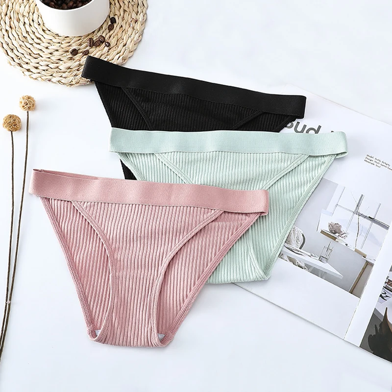 3Pcs Mutandine Di Cotone Intimo Per Donna Slip A Righe Sportivi Per Donna Lingerie Femminile Donna Intimi Mutandine Di Cotone Bannirou
