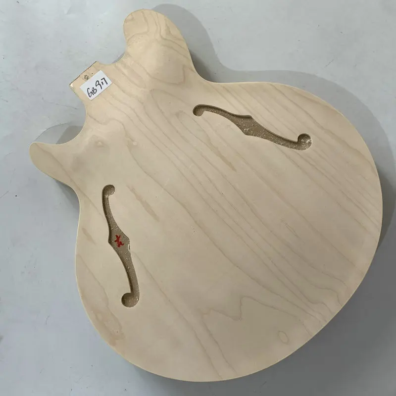 Gb917X Versione Sinistra Basso Elettrico Genuino Epi Jazz Bass Semi Hollowbody Senza Vernici Acero Naturale Non Finito Per Fai Da Te