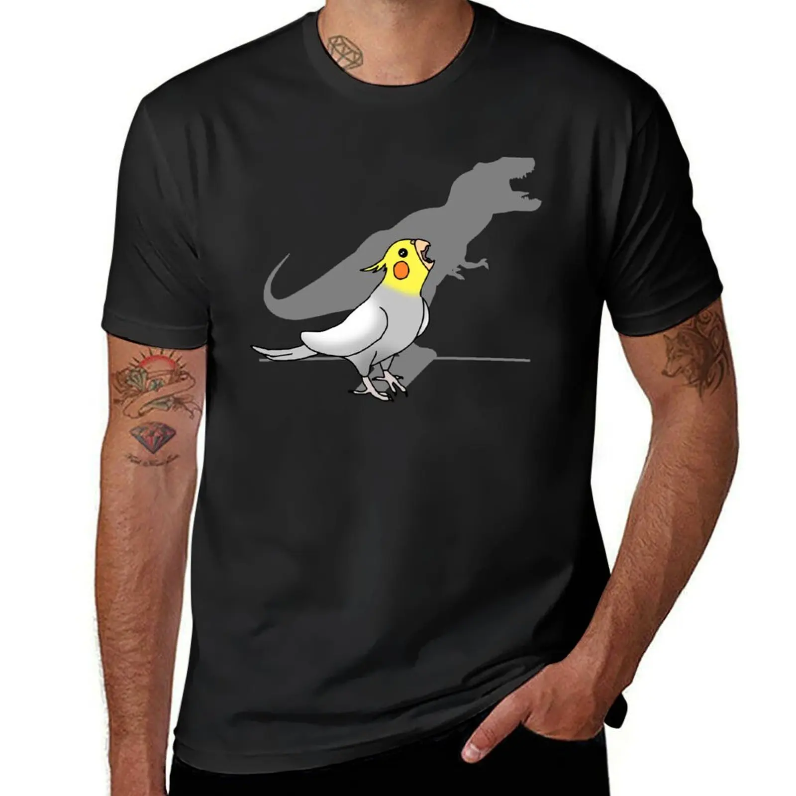 Dinosaur Shadow - Cockatiel 2 T-Shirt Camicetta Oversize Magliette Oversize Per Uomo