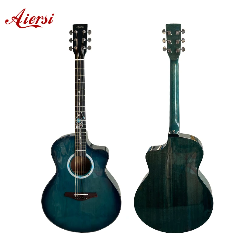 Corpo Jumbo Top In Abete Massello Cutaway Space Trek Design Chitarra Acustica Da 40 Pollici Con Borsa Imbottita