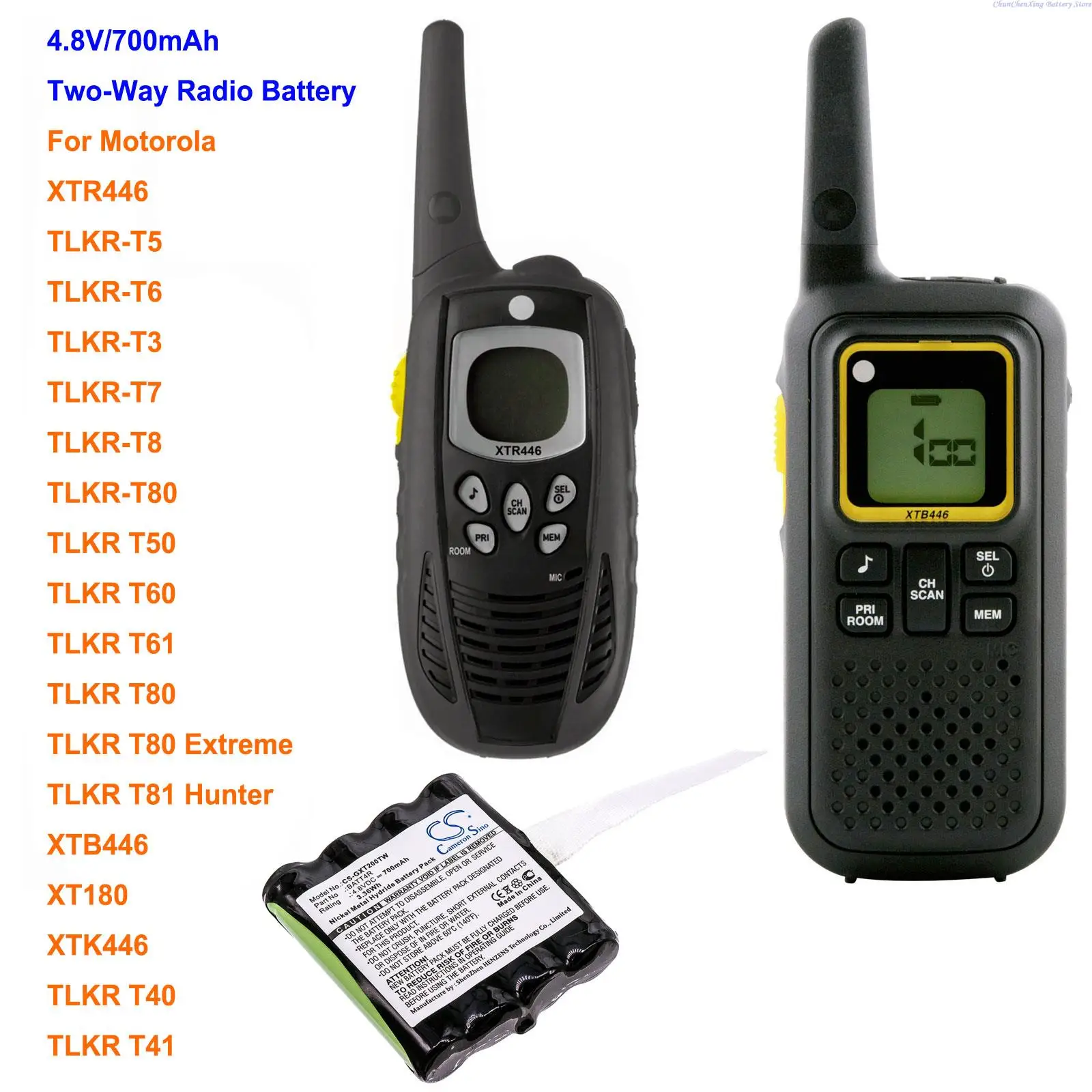 Batteria 700Mah Ixnn4002A Per Motorola Xtr446,Xtb446,Xt180,Xtk446,Tlkr-T5,Tlkr-T6,Tlkr-T3,Tlkr-T7,Tlkr-T8,Tlkr-T80